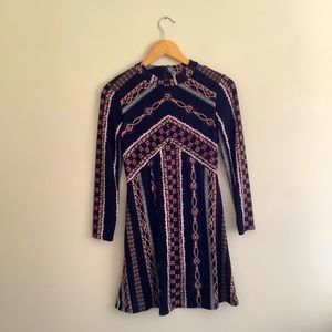 Free People Long Sleeve Mini Dress XS